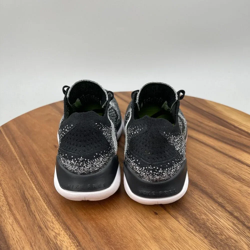 Nike Free RN Flyknit Shoes Womens Size 5 Black Oreo Running Comfort Walking Gym